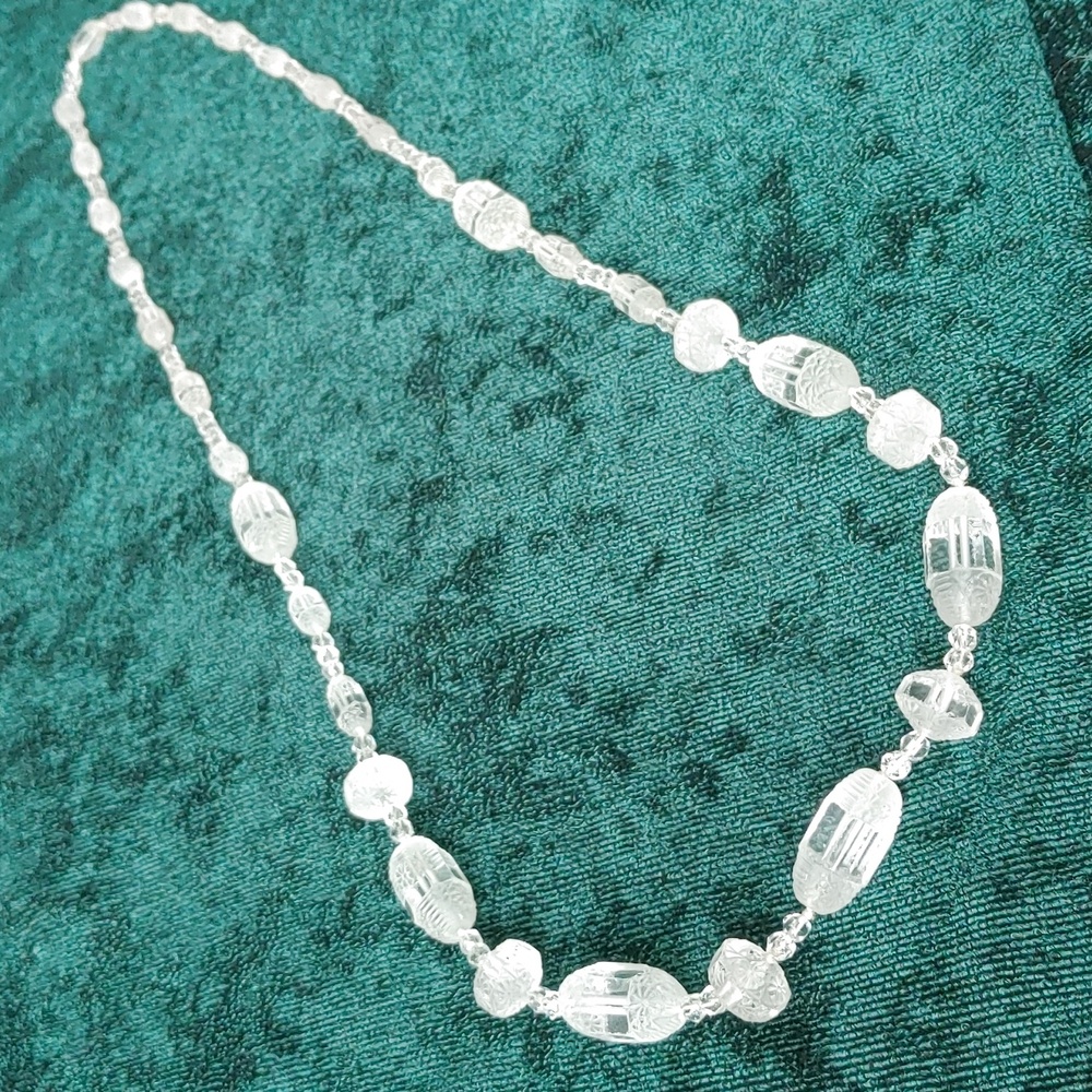 Vtg Necklace. crystal hand knotted necklace. 40" long. circa 1920's